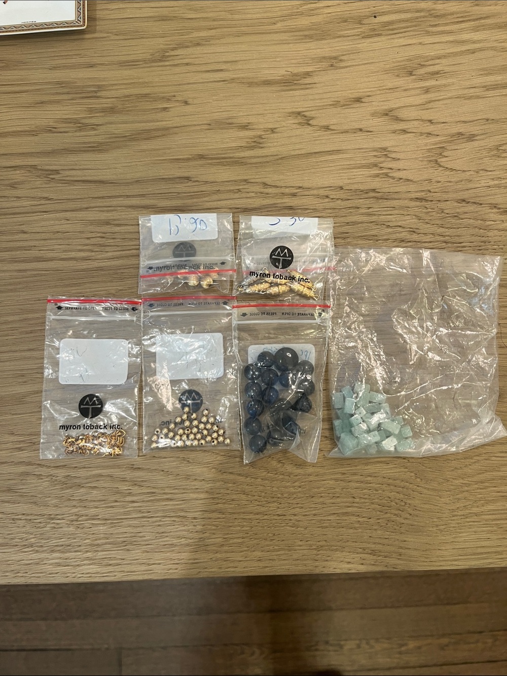 Assorted Jewelry Findings Beads - Gold, Black, Light Green